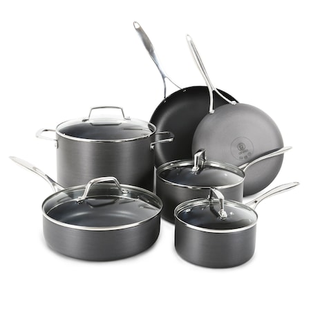 Othello 10-Piece Hard-Anodized Pots and Pans Cookware Set, Black CH-CO6